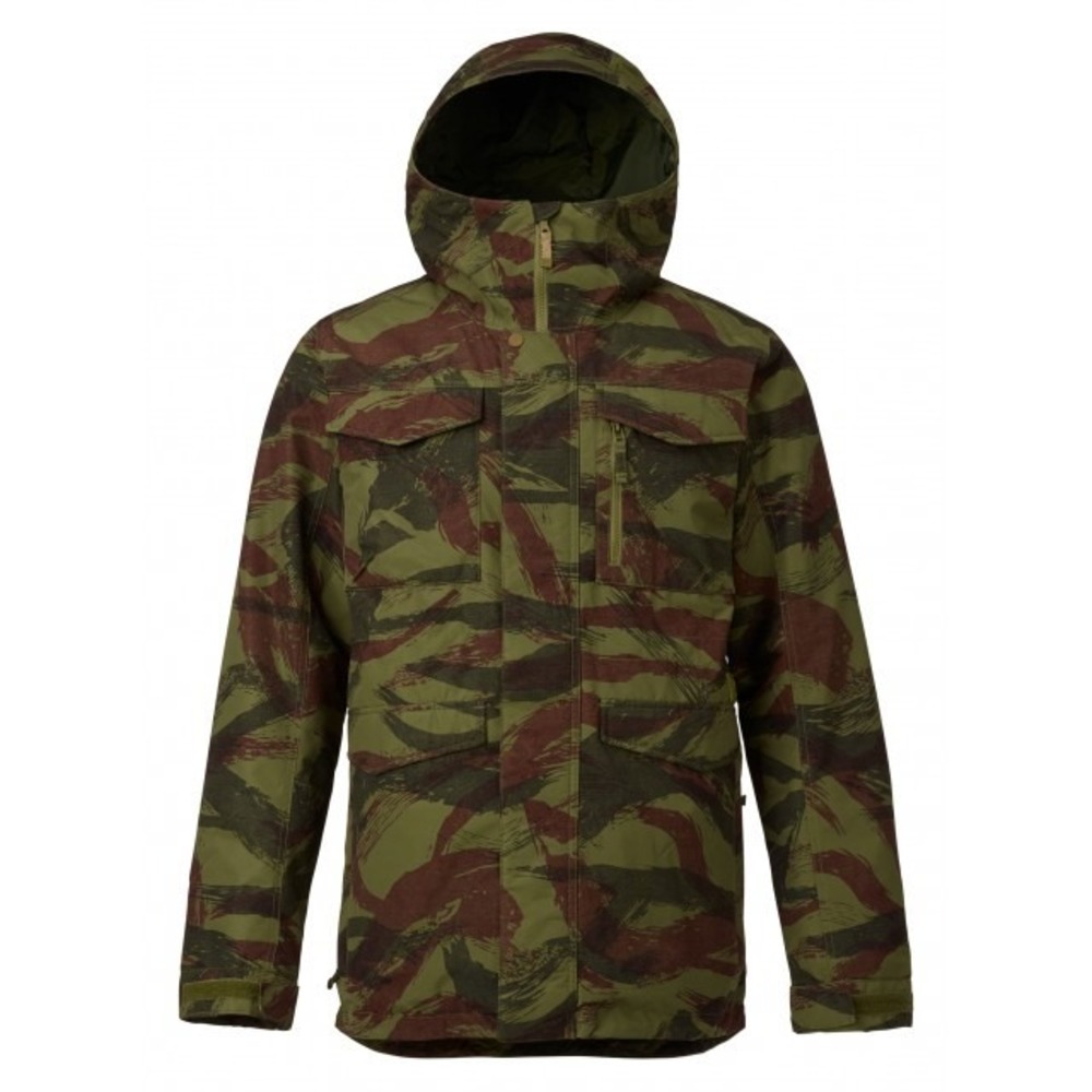 Burton Covert Shell Jacket Mens M Camo Hooded Snowboard Ski Military Green